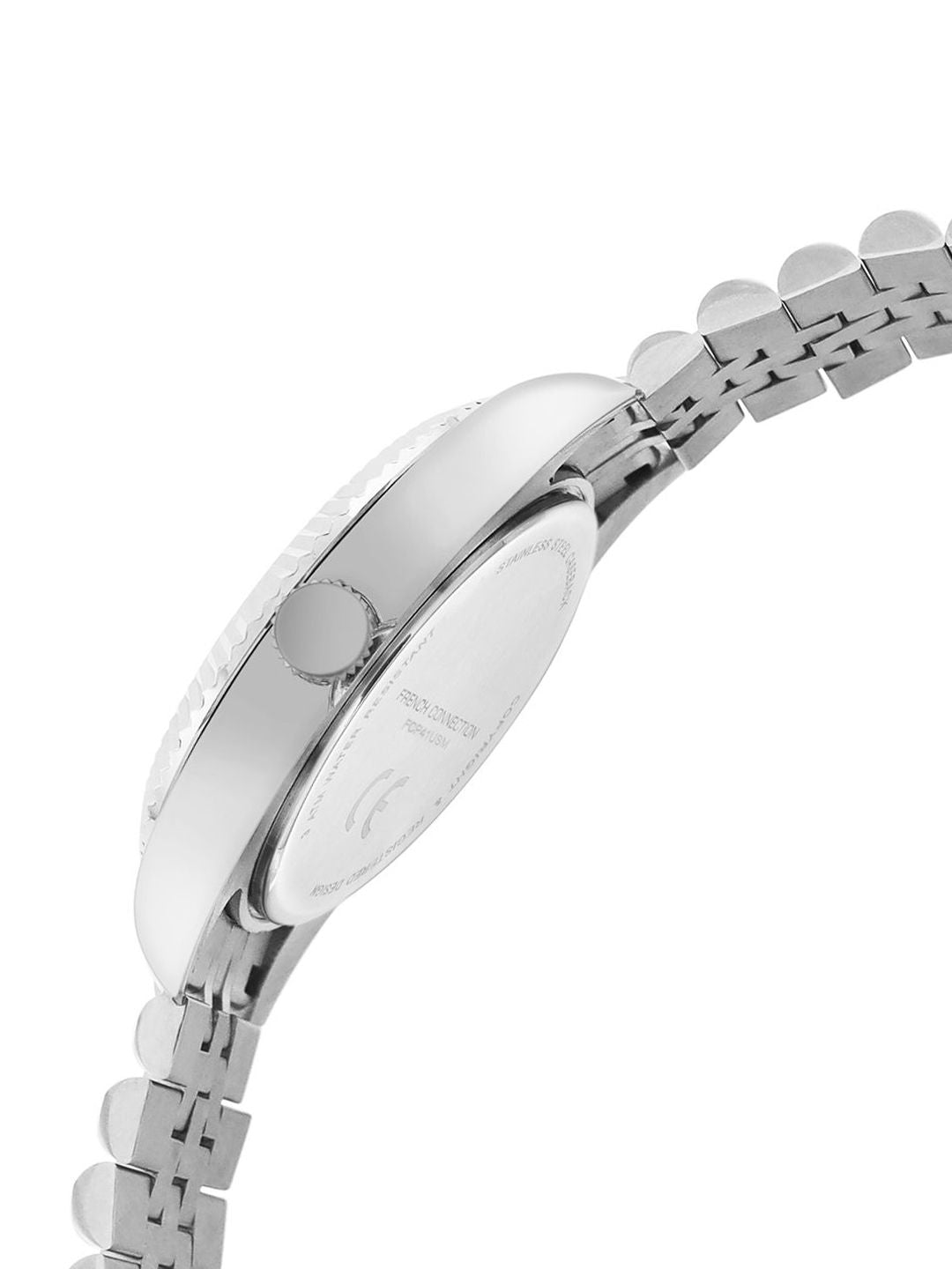 Sambungan Perancis Lelaki Dail Corak & Gelang Keluli Tahan Karat Tali Analog Watch FCP41USM