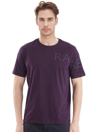 RARE RABBIT Men Solid Round Neck Cotton T-shirt