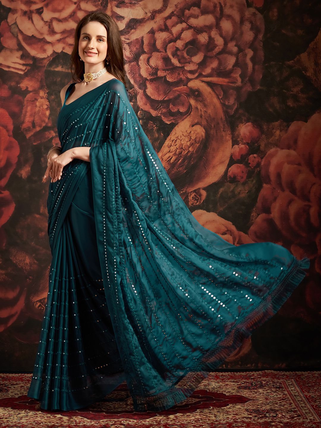 KALINI Embellished Mirror Work Saree