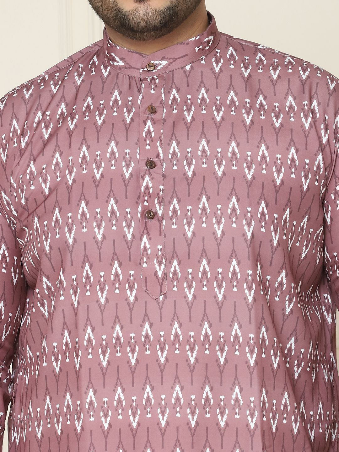 SOJANYA PLUS Geometric Printed Mandarin Collar Pure Cotton Straight Kurta with Pyjamas
