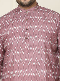 SOJANYA PLUS Geometric Printed Mandarin Collar Pure Cotton Straight Kurta with Pyjamas