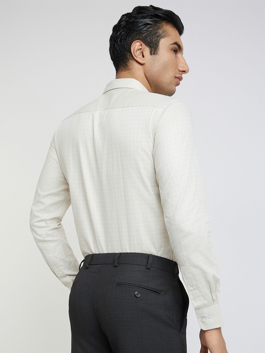 Park Avenue Slim Fit Windowpane Checked Formal Shirt