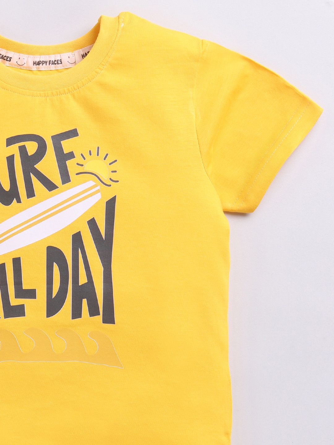 Happy Faces Kids Boys Typography Printed Pure Cotton T-Shirt