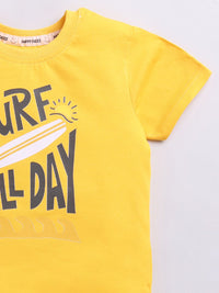 Happy Faces Kids Boys Typography Printed Pure Cotton T-Shirt