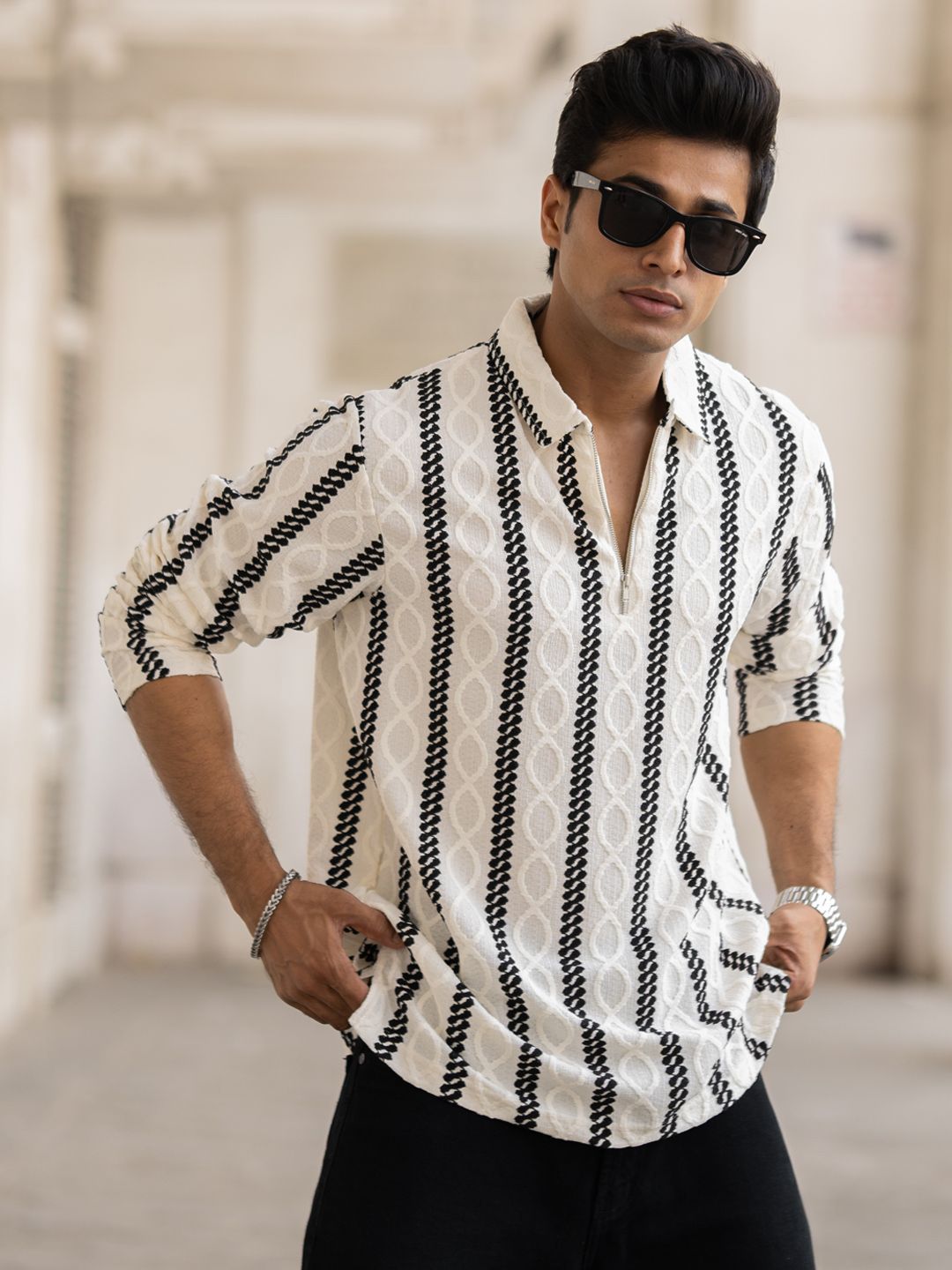 Powerlook Men Opaque Striped Casual Shirt