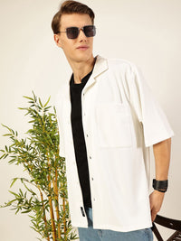 Thomas Scott Men Premium Cuban Collar Textured Casual Shirt