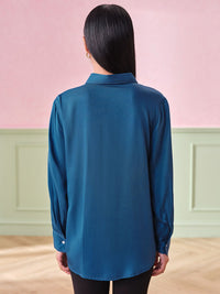 AND Women Solid Shirt Collar Top