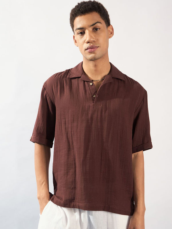 DENNISON Comfort Double Gauge Oversized Cotton Opaque Casual Shirt