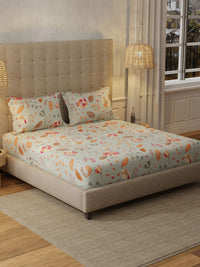 URBAN SPACE Florence Grey 200 TC Floral Queen Bedsheet