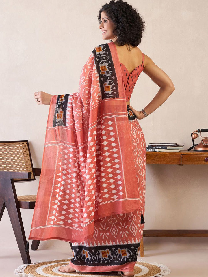 Saree mall Ready to Wear Ethnic Motifs Ikat Sarees