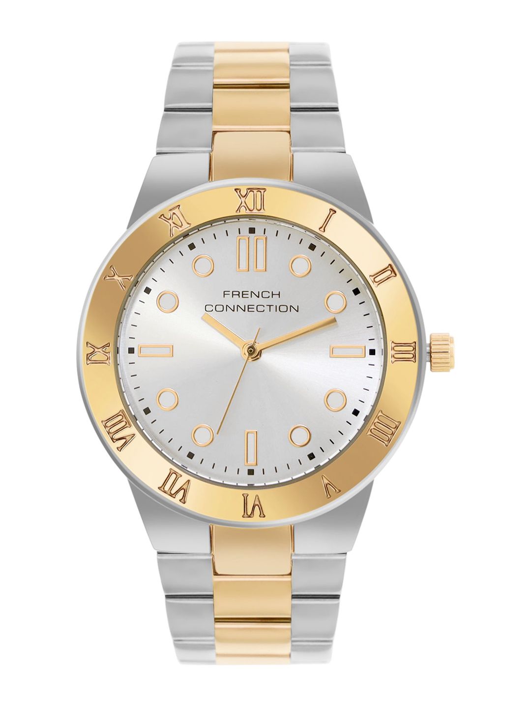 French Connection Women Embellished Dial & Stainless Steel Bracelet Style Straps Analogue Watch FCB7TM