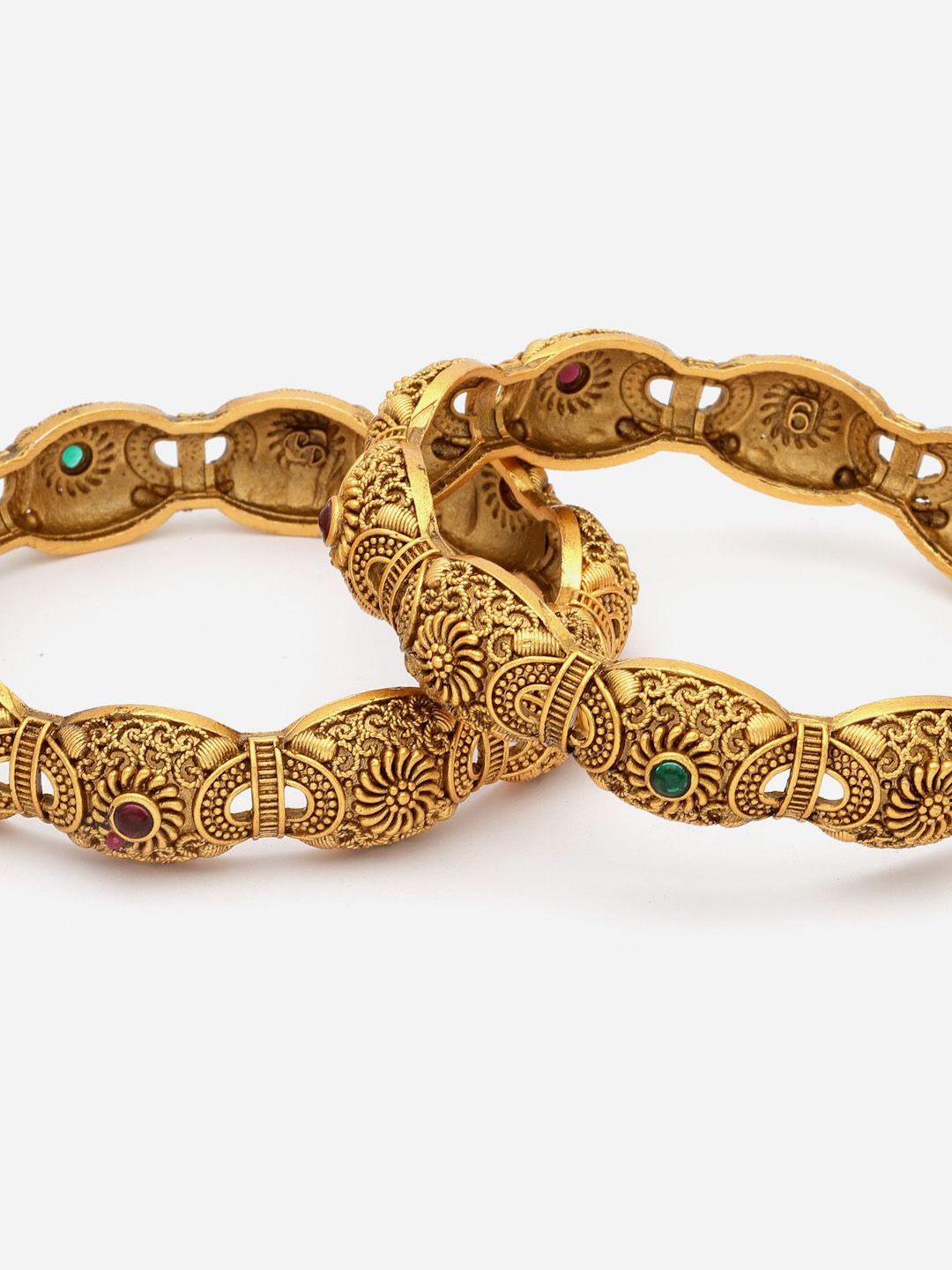 PANASH- Set Of 2 24 CT Gold-Plated Handcrafted Antique Bangles