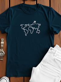 ADRO Wanderlust World Map Graphic Printed Round Neck Skin-Friendly Regular Fit T-shirt