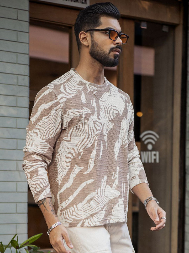 Powerlook Men Abstract Printed Round Neck T-shirt