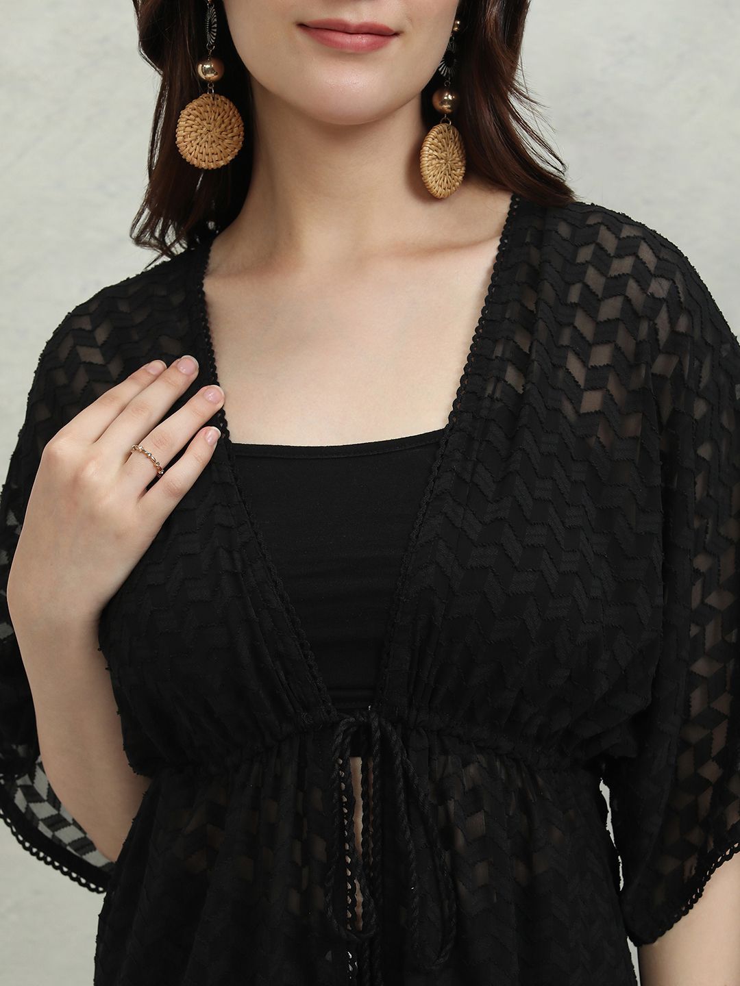 Vishudh Wanita Longline Tie-Up Shrug