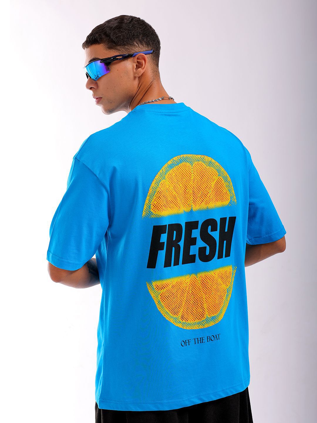 The Indian Garage Co Men Back Printed Boxy Oversized Pure Cotton Round Neck T-shirt