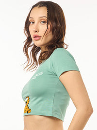 Bewakoof Women Garfield Graphic Printed Round Neck Crop Top