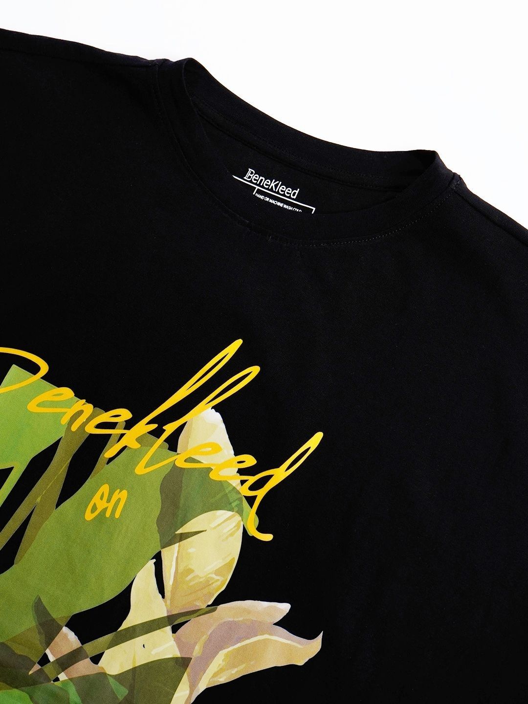 Bene Kleed Men Printed Extended Sleeves Raw Edge T-shirt