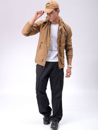 The Indian Garage Co Men Hooded Solid Puffer Utility Jacket