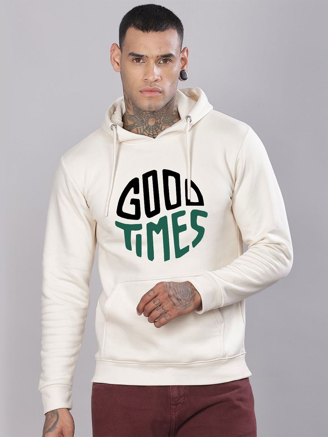ADRO Lelaki Graphic Printed Cotton Hooded Sweatshirt