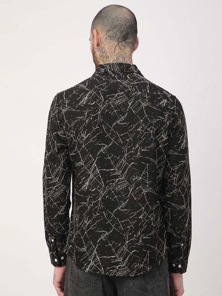 VASTRADO Men Classic Fit Spread Collar Abstract Printed Casual Shirt