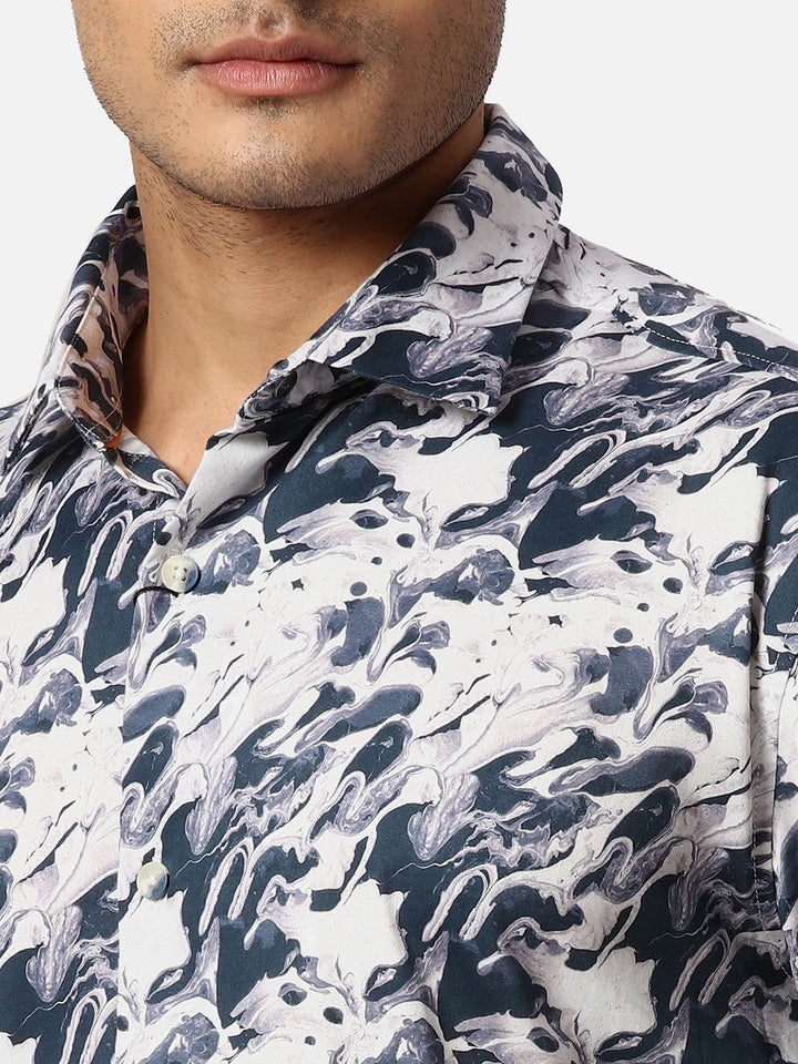 Park Avenue Men Spread Collar Abstract Printed Cotton Slim Fit Casual Shirt