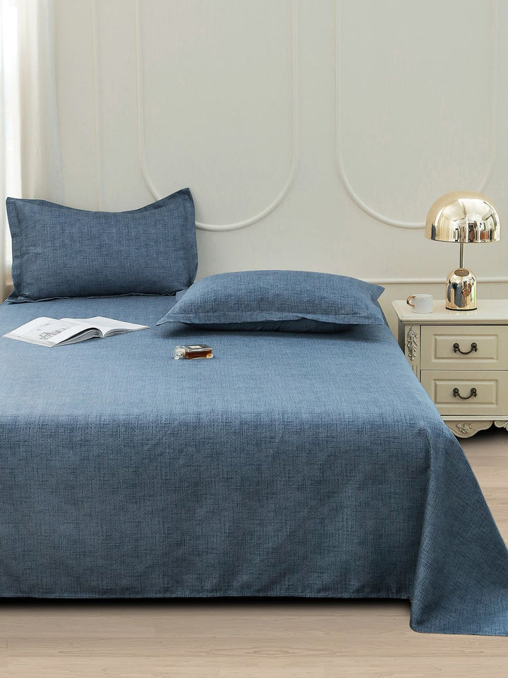 Story@home Blue Abstract Printed 240 TC Satin Finish Queen Bedsheet Set