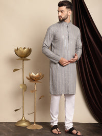 Anouk Ethnic Motifs Embroidered Sequinned Pure Cotton Kurta with Churidar