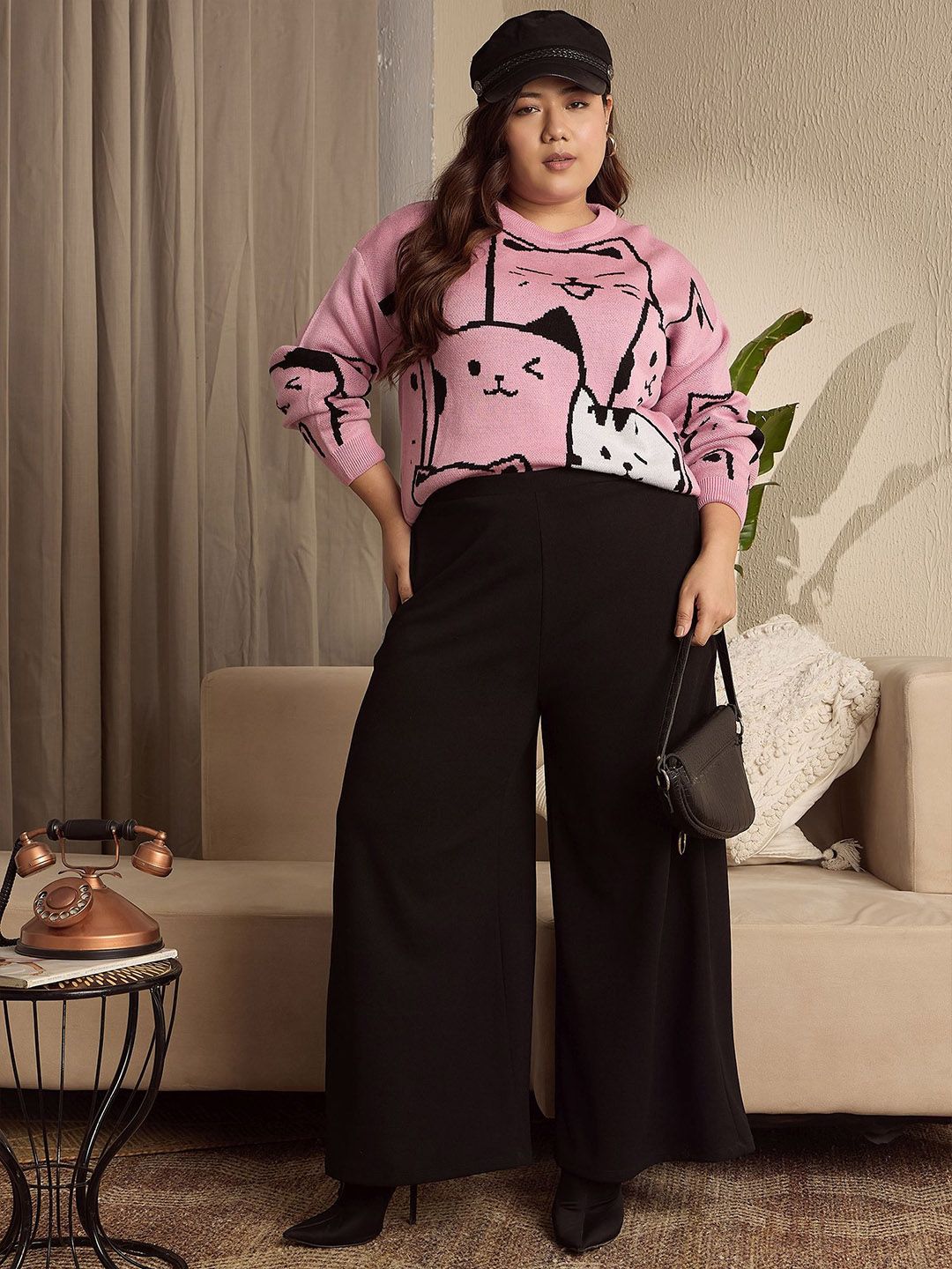 Berrylush Curve Women Graphic Printed Plus Size Pullover
