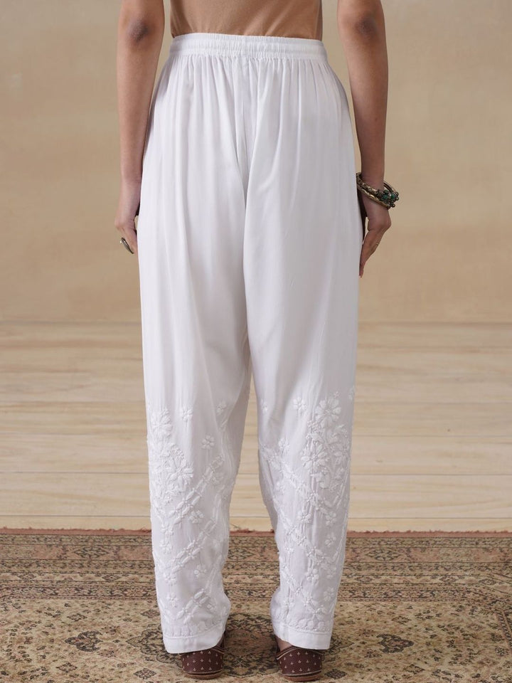 House of Chikankari Women Embroidered Relaxed Trousers