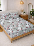 KLOTTHE Grey Floral 300 TC Super King Fine Bedsheets