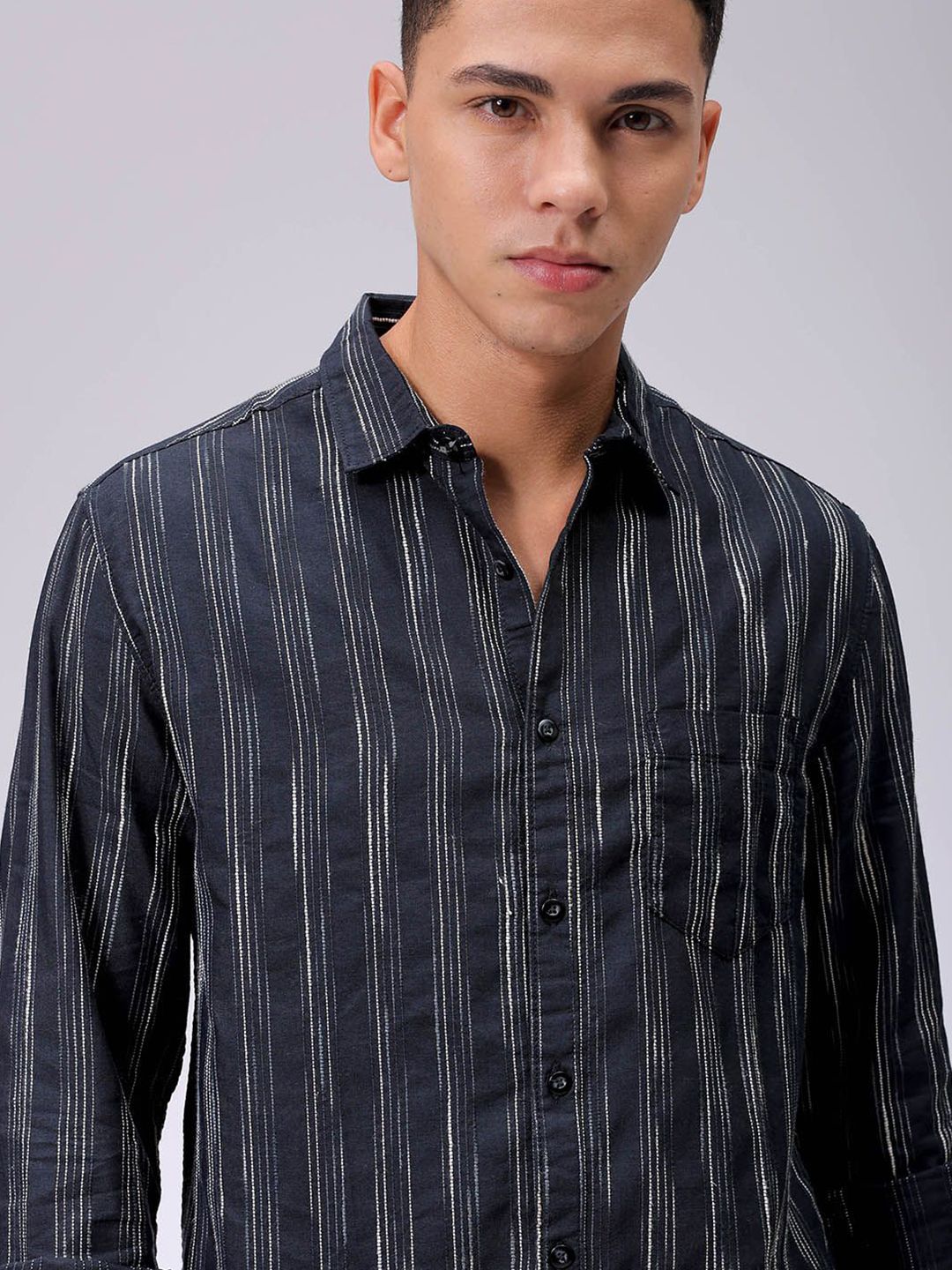 The Indian Garage Co Men Slim Fit Multi Stripes Opaque Striped Casual Shirt