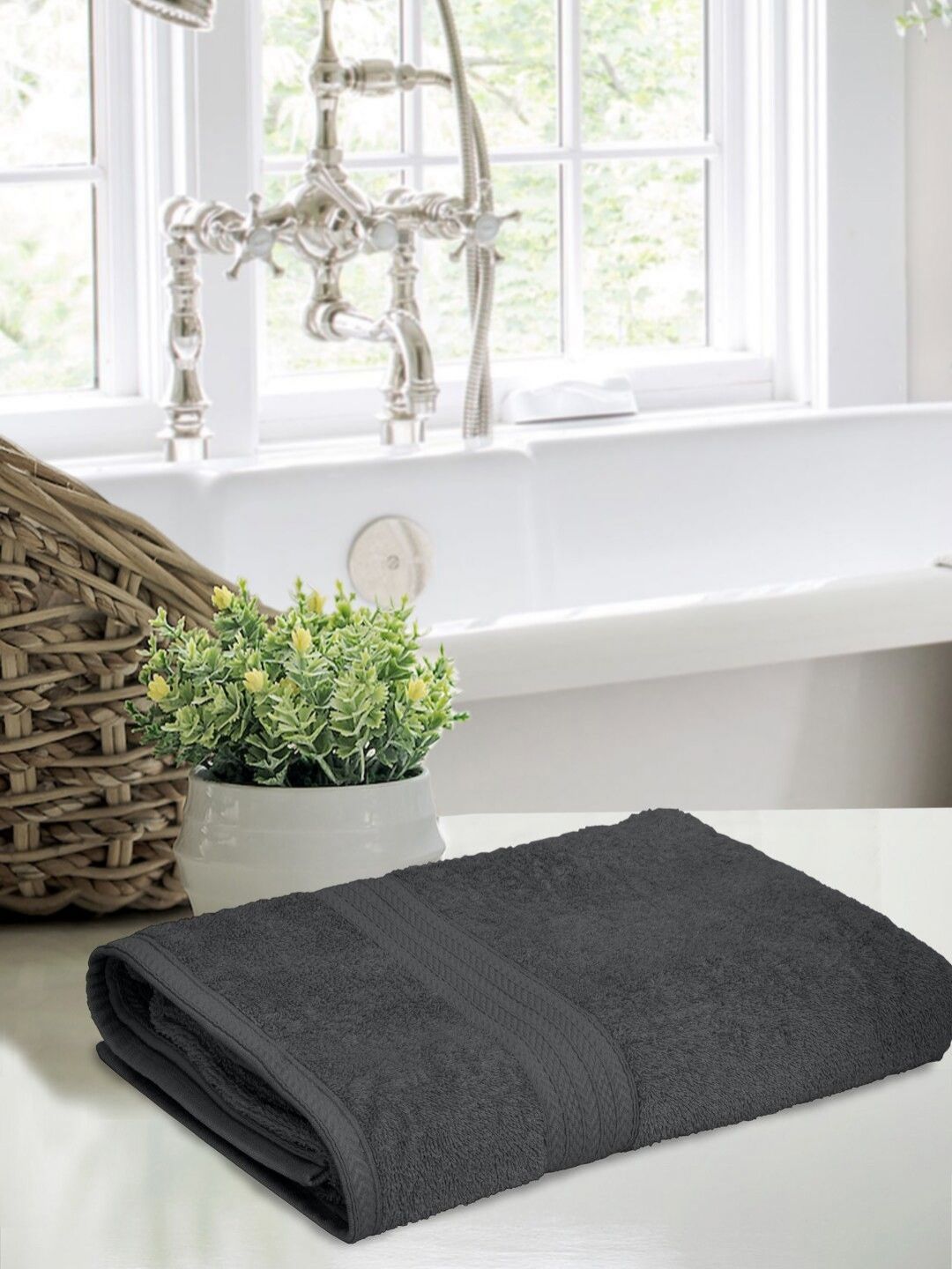 BOMBAY DYEING Charcoal Pure Cotton 450 GSM Bath Towel