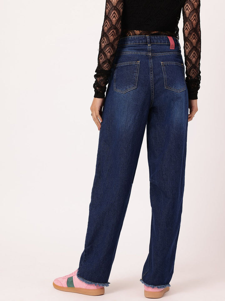 DressBerry Women Raw Hem Relaxed Jeans