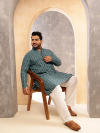 SOJANYA PLUS Embroidered Mandarin Collar Cotton Straight Kurta