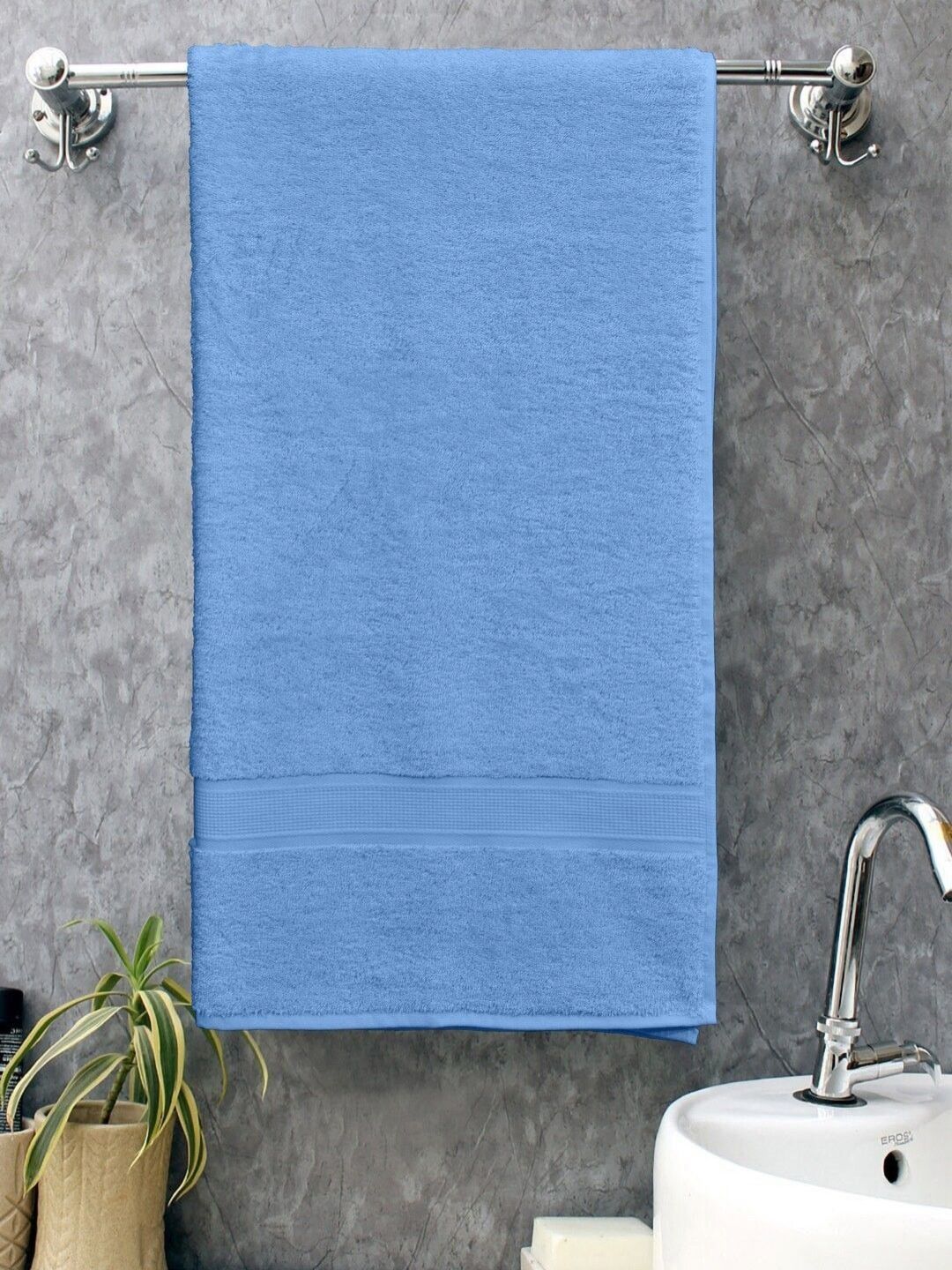 BOMBAY DYEING Blue Cotton 450 GSM Bath Towel