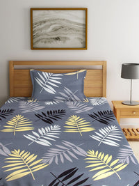 Myntra Elegant Homes Grey Floral 300 TC Single Bedsheet with 1 Pillow Covers