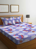 Myntra Elegant Homes Purple Cartoon Characters Dilengkapi 300 TC King Cadar dengan 2 Sarung Bantal