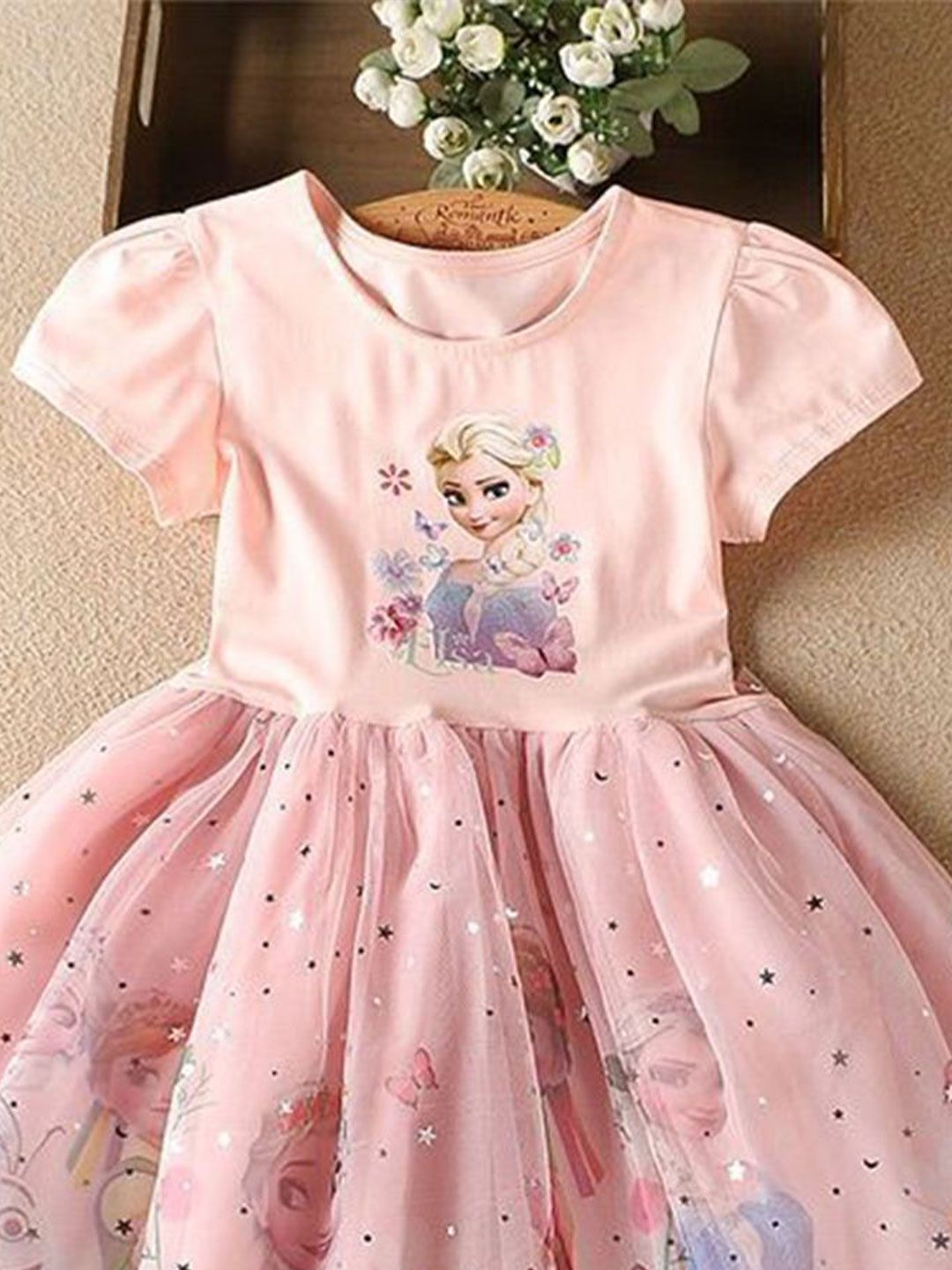 YK Girls Elsa Embellished Fit and Flare Dress