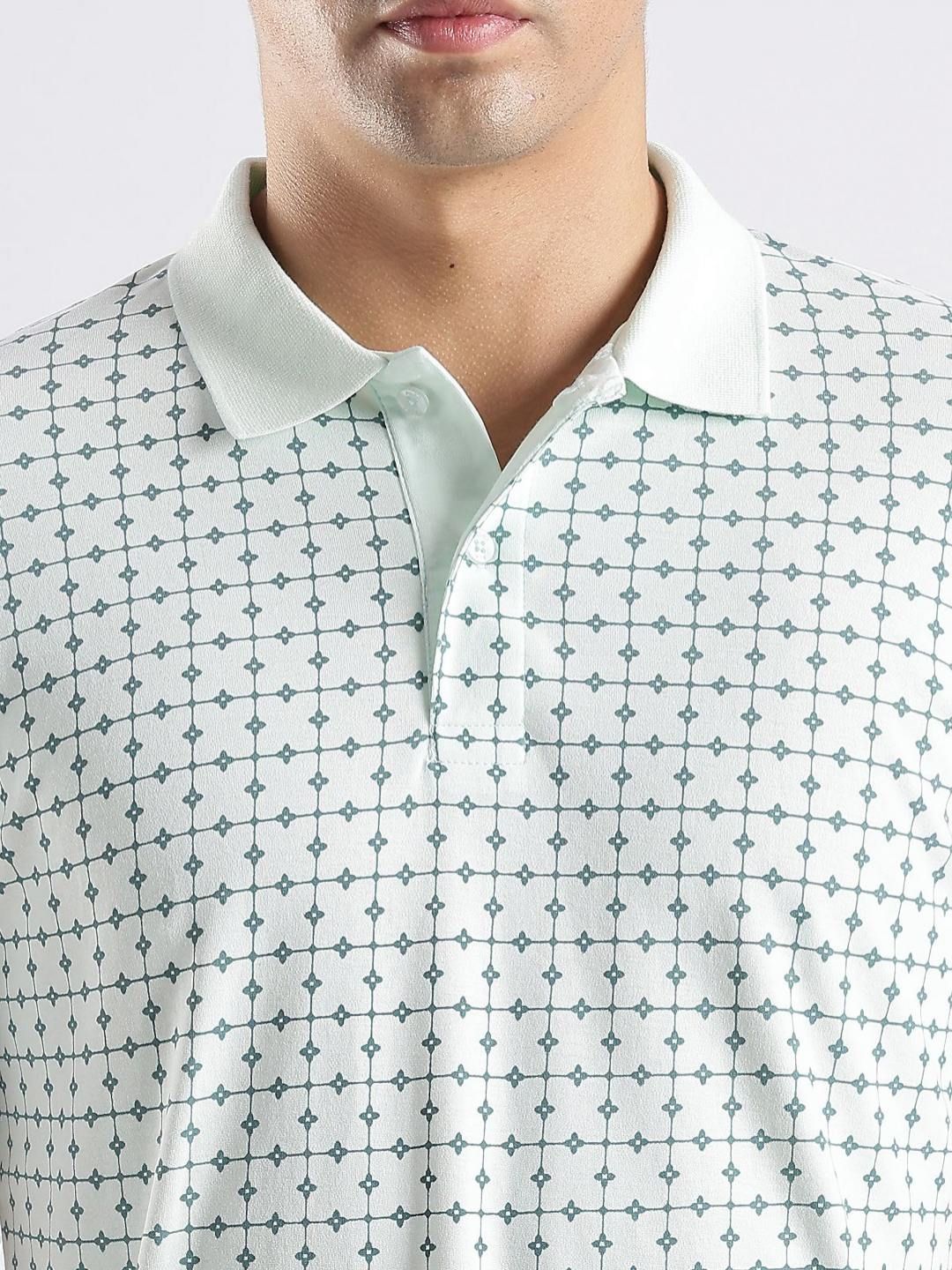 Baju-T Kapas Kolar Polo Bercetak Bunga ADRO