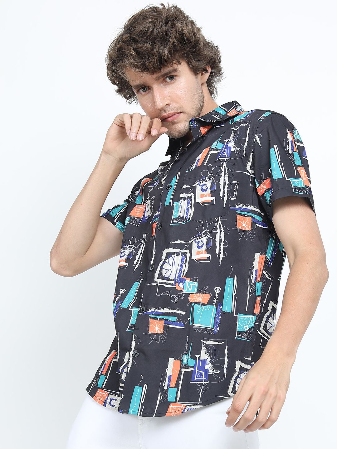 LOCOMOTIVE Men Premiums Printed Casual Slim Fit Shirt