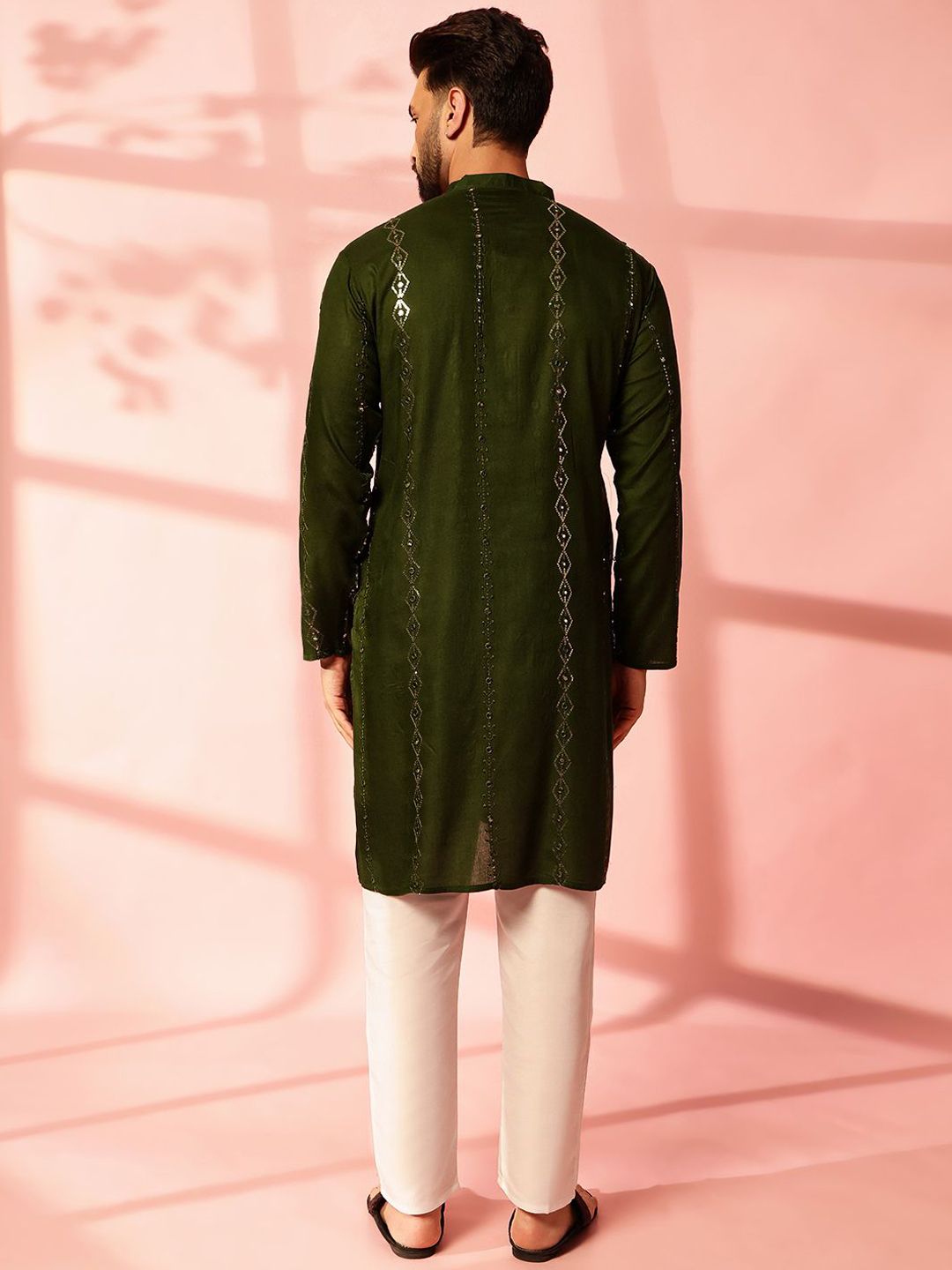 Anouk Men Embroidered Regular Mirror Work Pure Cotton Kurta with Pyjamas