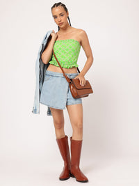 DressBerry Picnic Perfect Checked Ruffled Crop Bardot Top