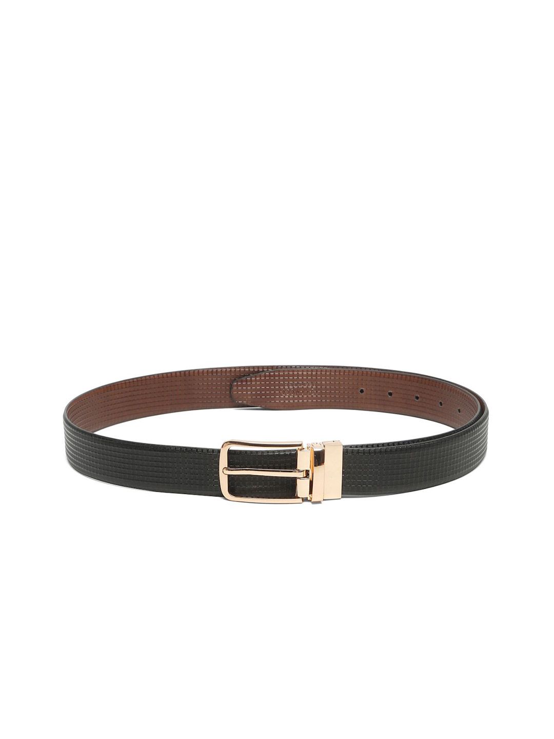 Teakwood Leathers Men Textured Leather Reversible Formal Belt