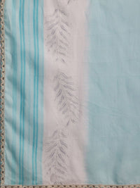 Libas Floral Printed Sequinned Pure Cotton Kurta with Trousers & Dupatta