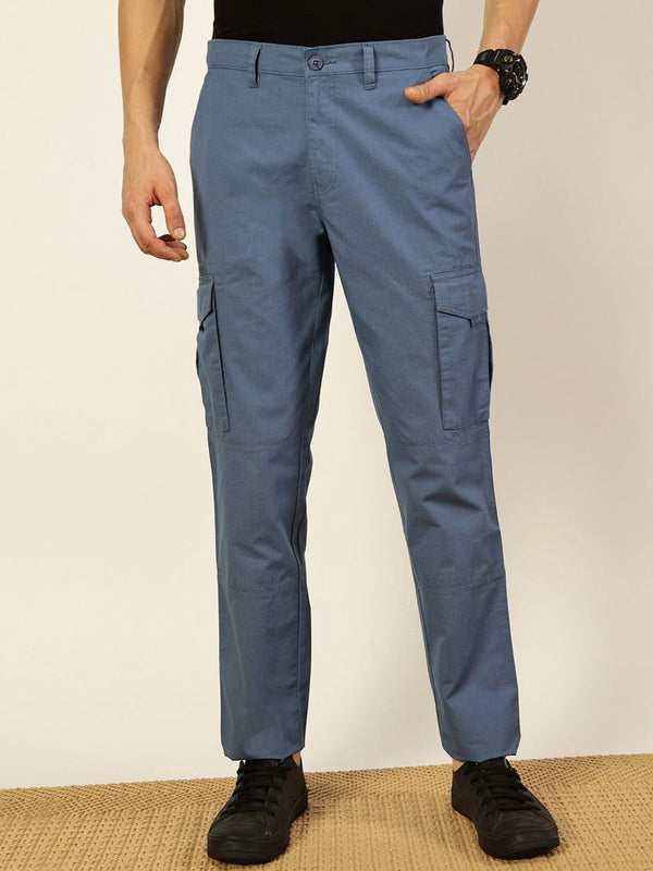 Thomas Scott Men Smart Straight Fit Easy Wash Cotton Cargo Trouser