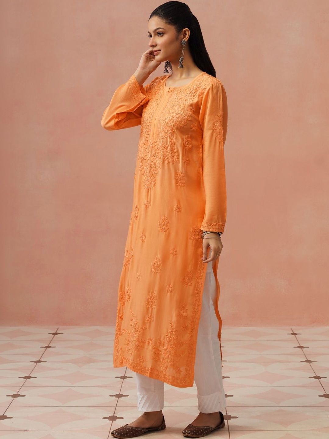 Rumah Wanita Chikankari Sulam Kurta Chikankari