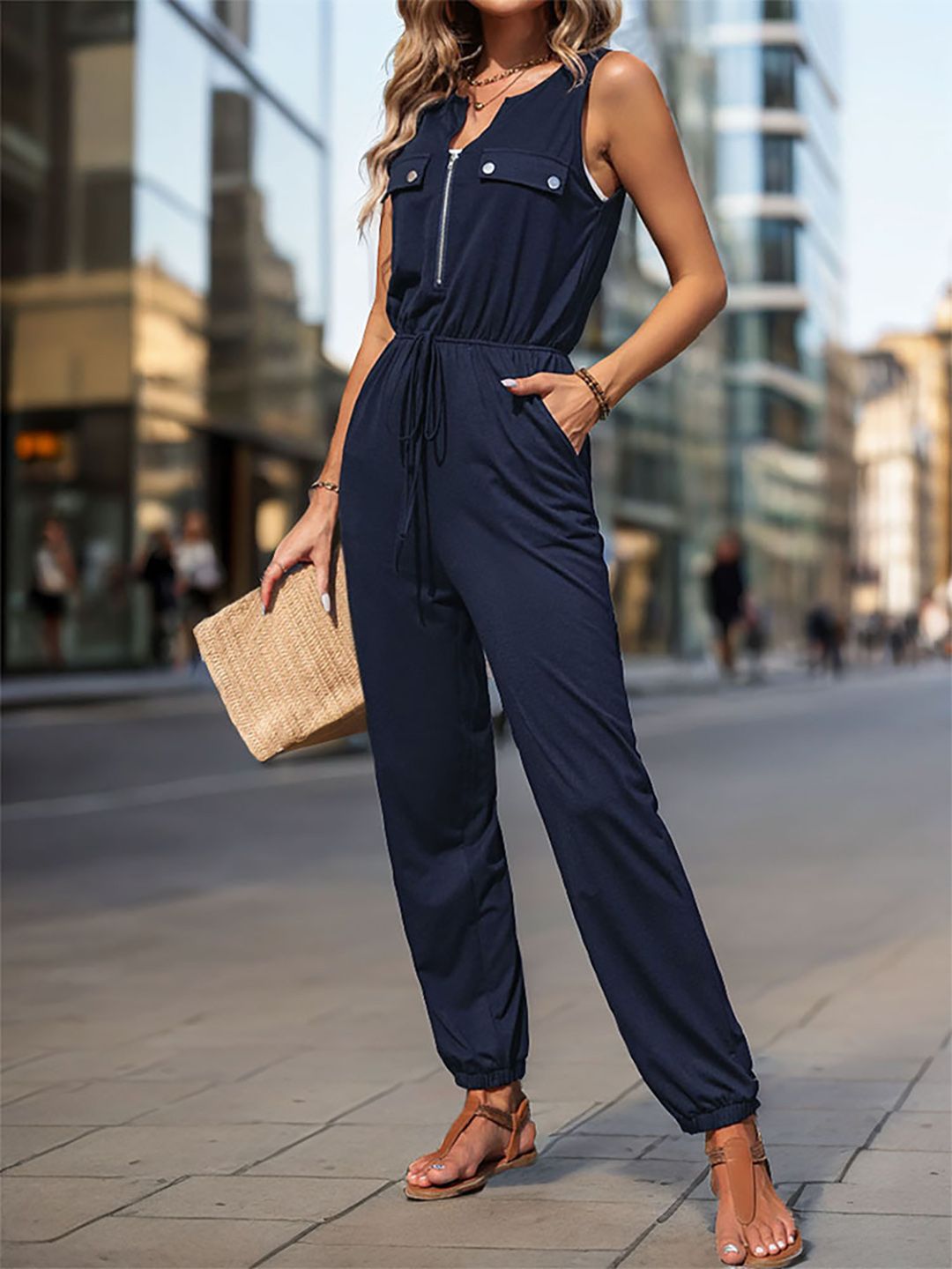 DressBerry Basic Jumpsuit with Pocket Detailing