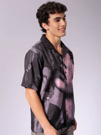 The Indian Garage Co Men Cuban Collar Graphic Printed Oversized Casual Shirt
