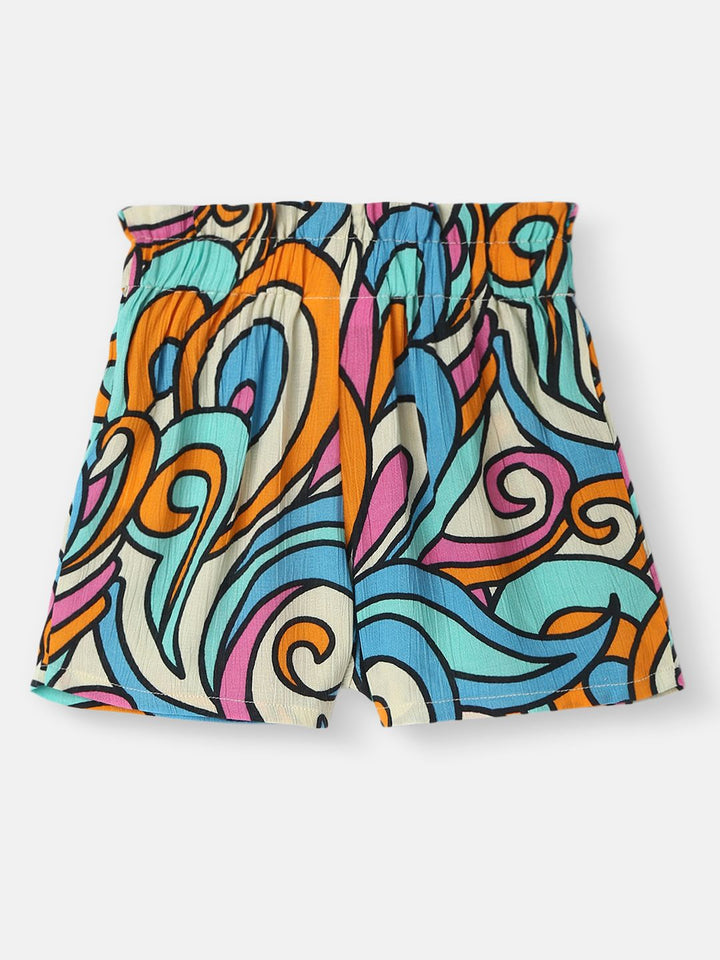 Nauti Nati Girls Printed Short Sleeves Top With Shorts